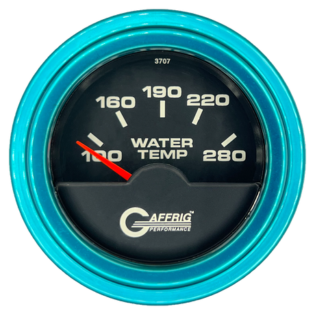 GAFFRIG 2 INCH ELECTRIC HIGH WATER TEMP 100-20 F GAUGE STEP RIM (002) / TEAL / BLACK