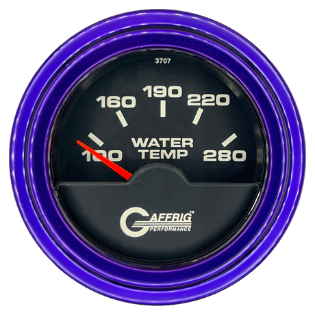 GAFFRIG 2 INCH ELECTRIC HIGH WATER TEMP 100-20 F GAUGE STEP RIM (002) / PURPLE / BLACK