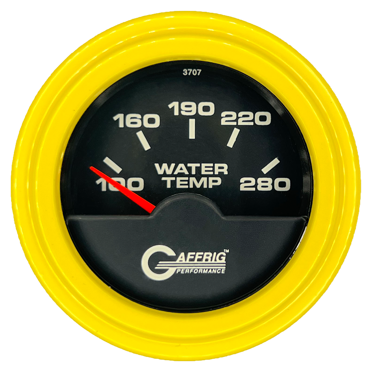 GAFFRIG 2 INCH ELECTRIC HIGH WATER TEMP 100-20 F GAUGE STEP RIM (002) / YELLOW / BLACK