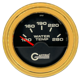 GAFFRIG 2 INCH ELECTRIC HIGH WATER TEMP 100-20 F GAUGE STEP RIM (002) / GOLD / BLACK