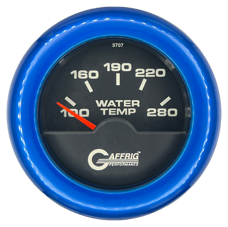 GAFFRIG 2 INCH ELECTRIC HIGH WATER TEMP 100-20 F GAUGE FAT RIM (218) / BLUE / BLACK