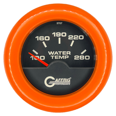 GAFFRIG 2 INCH ELECTRIC HIGH WATER TEMP 100-20 F GAUGE FAT RIM (218) / ORANGE / BLACK