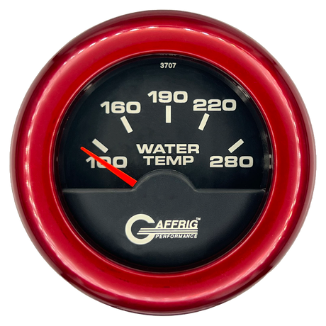 GAFFRIG 2 INCH ELECTRIC HIGH WATER TEMP 100-20 F GAUGE FAT RIM (218) / RED / BLACK