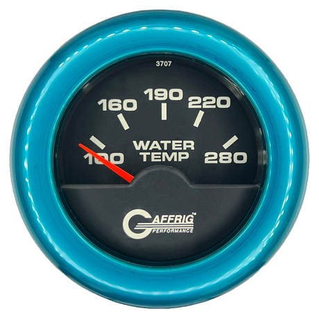 GAFFRIG 2 INCH ELECTRIC HIGH WATER TEMP 100-20 F GAUGE FAT RIM (218) / TEAL / BLACK