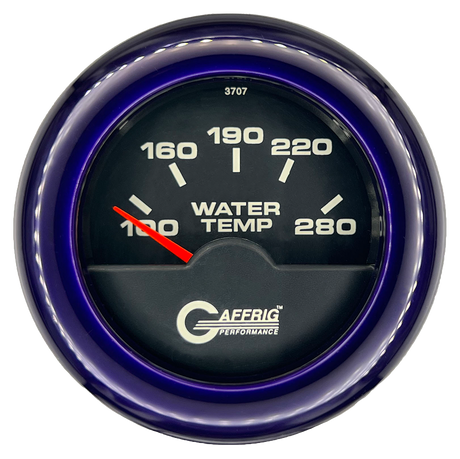 GAFFRIG 2 INCH ELECTRIC HIGH WATER TEMP 100-20 F GAUGE FAT RIM (218) / PURPLE / BLACK