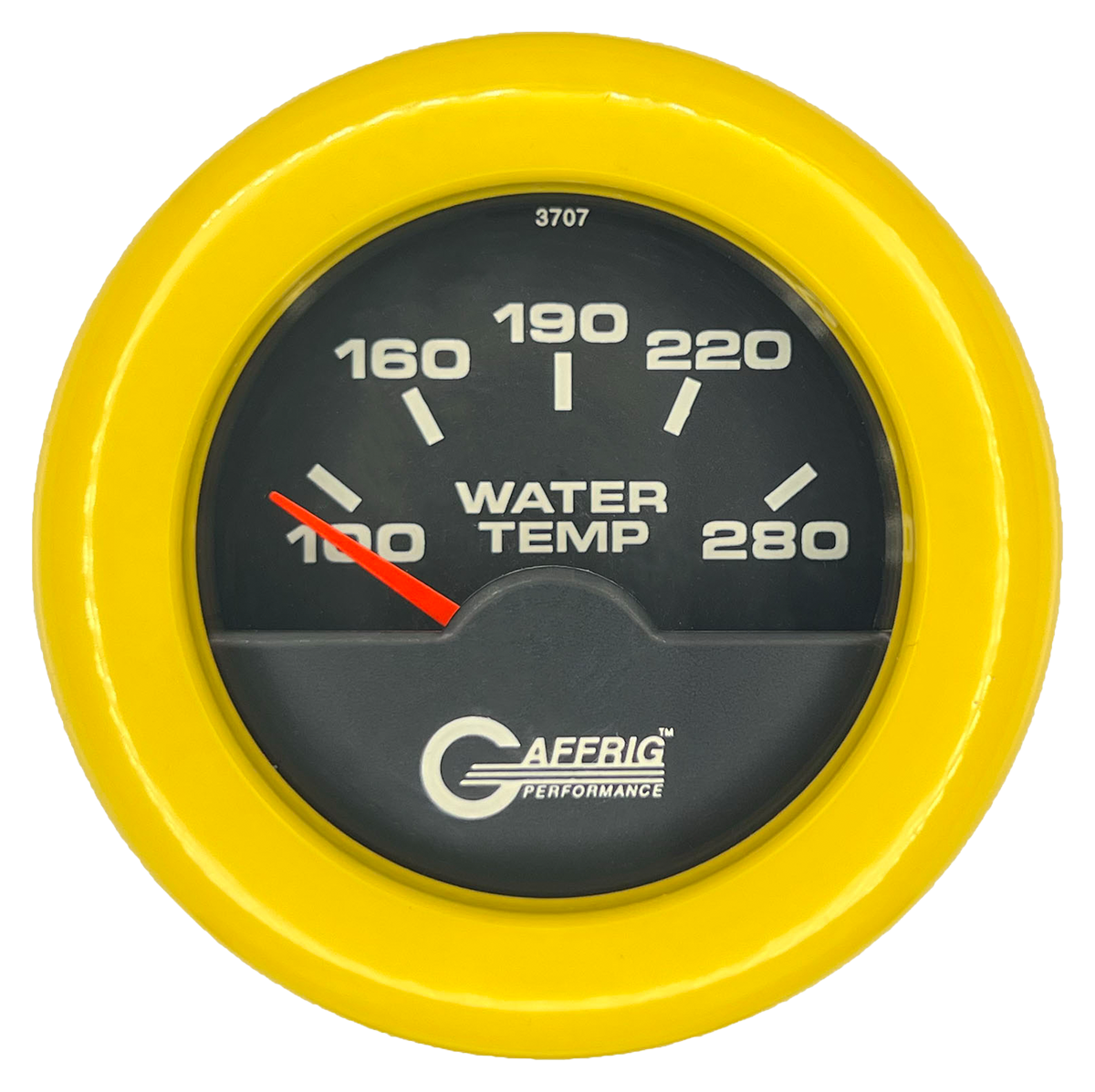 GAFFRIG 2 INCH ELECTRIC HIGH WATER TEMP 100-20 F GAUGE FAT RIM (218) / YELLOW / BLACK