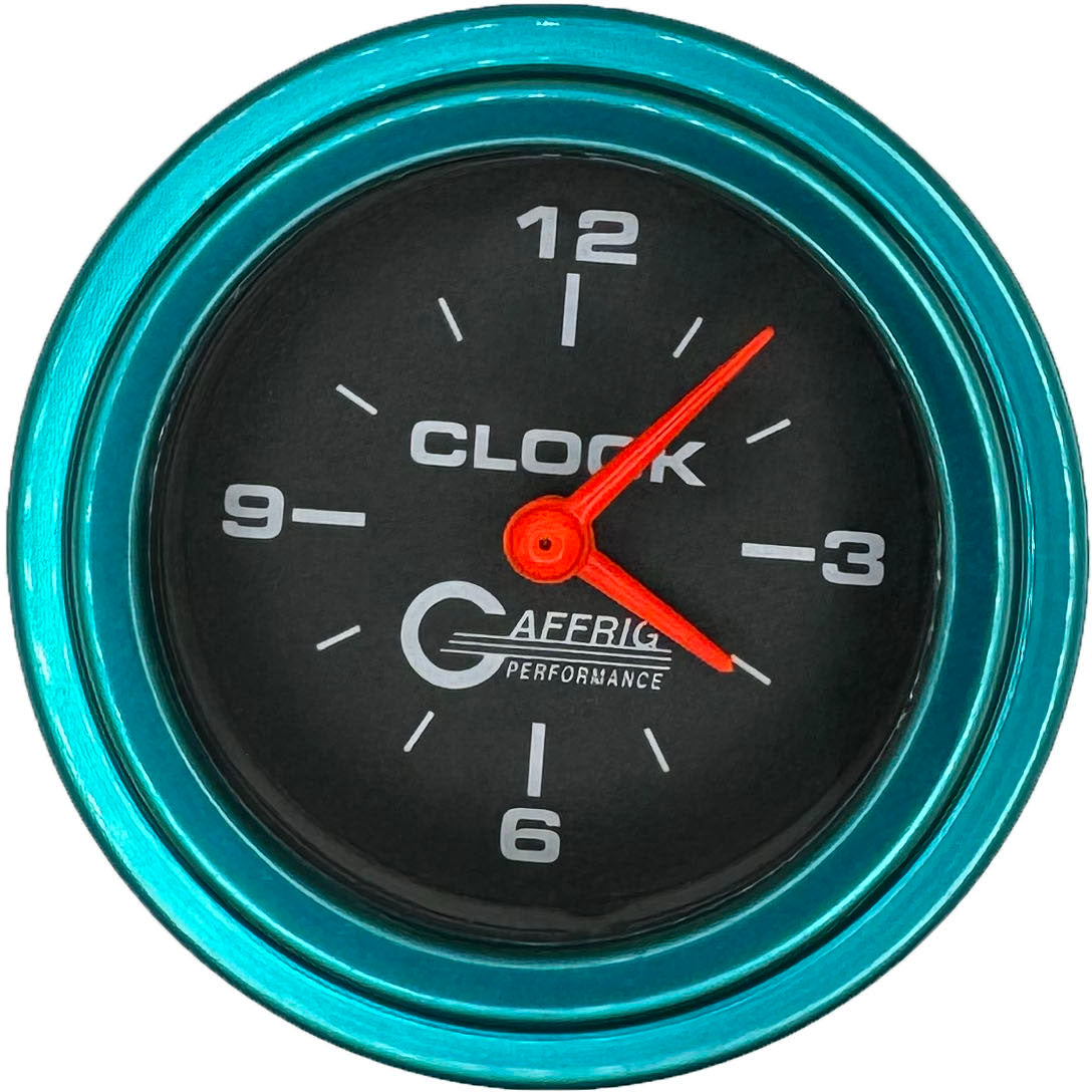 GAFFRIG 2 INCH ELECTRIC CLOCK GAUGE STEP RIM (002) / TEAL / BLACK