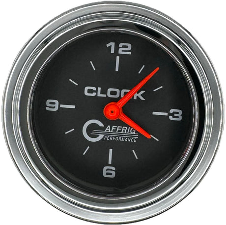 GAFFRIG 2 INCH ELECTRIC CLOCK GAUGE STEP RIM (002) / CHROME/POLISHED / BLACK