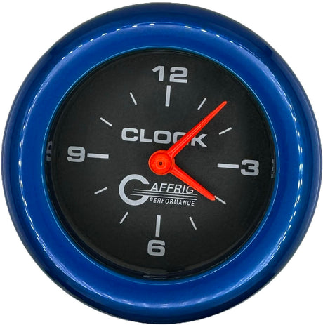 GAFFRIG 2 INCH ELECTRIC CLOCK GAUGE FAT RIM (218) / BLUE / BLACK