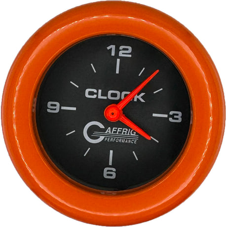 GAFFRIG 2 INCH ELECTRIC CLOCK GAUGE FAT RIM (218) / ORANGE / BLACK