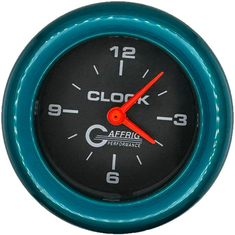 GAFFRIG 2 INCH ELECTRIC CLOCK GAUGE FAT RIM (218) / TEAL / BLACK