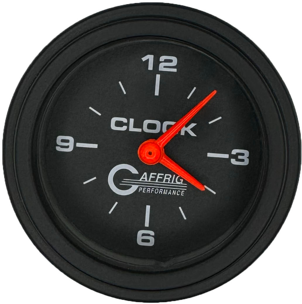 GAFFRIG 2 INCH ELECTRIC CLOCK GAUGE STEP RIM (002) / BLACK / BLACK