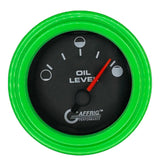 GAFFRIG 2 INCH ELECTRIC OIL LEVEL GAUGE BLACK / STEP RIM / LIME GREEN