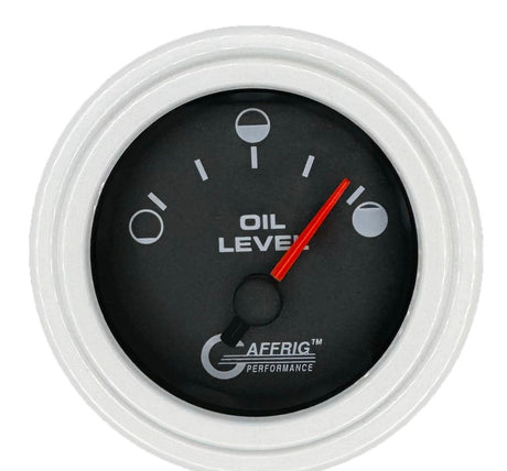 GAFFRIG 2 INCH ELECTRIC OIL LEVEL GAUGE BLACK / STEP RIM / WHITE