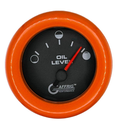 GAFFRIG 2 INCH ELECTRIC OIL LEVEL GAUGE BLACK / FAT RIM / ORANGE