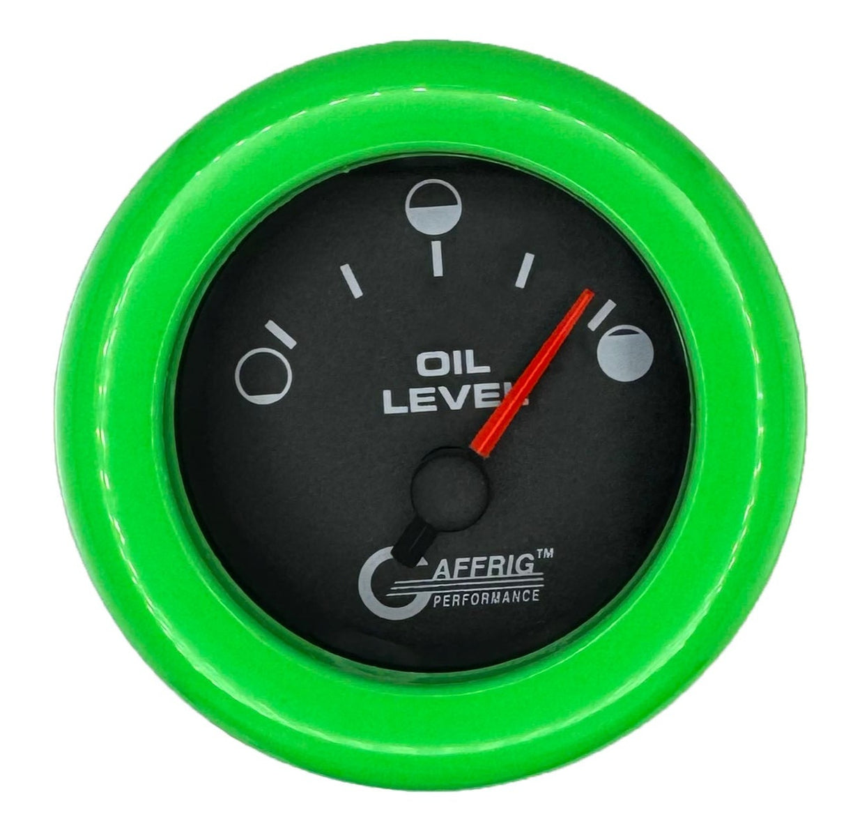 GAFFRIG 2 INCH ELECTRIC OIL LEVEL GAUGE BLACK / FAT RIM / LIME GREEN