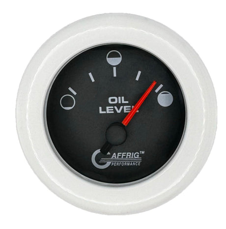 GAFFRIG 2 INCH ELECTRIC OIL LEVEL GAUGE BLACK / FAT RIM / WHITE