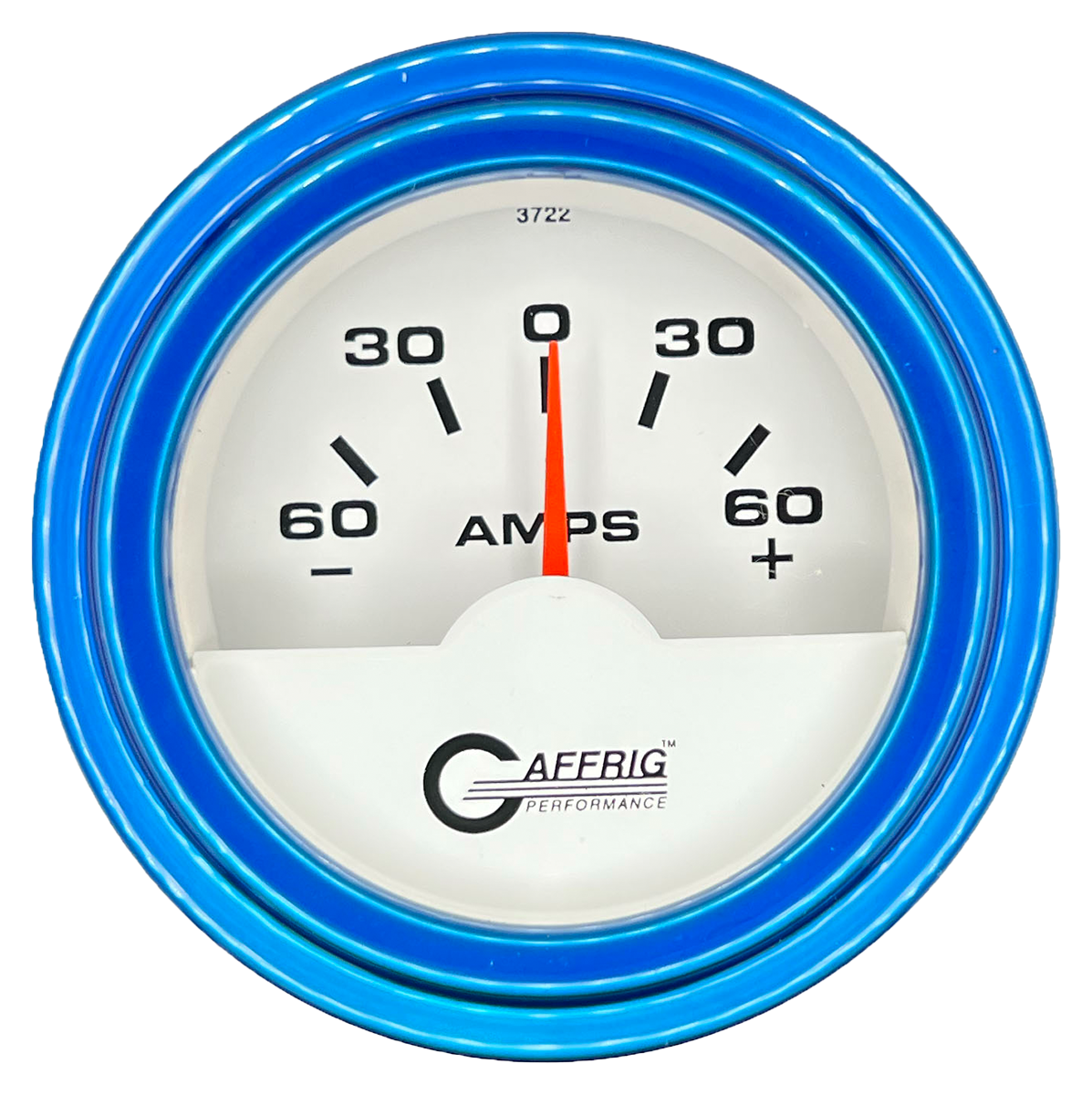 GAFFRIG 2 INCH ELECTRIC AMMETER GAUGE -60/+60 AMP STEP RIM (002) / BLUE / WHITE