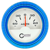 GAFFRIG 2 INCH ELECTRIC AMMETER GAUGE -60/+60 AMP STEP RIM (002) / BLUE / WHITE