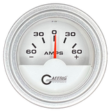 GAFFRIG 2 INCH ELECTRIC AMMETER GAUGE -60/+60 AMP STEP RIM (002) / PLATINUM / WHITE