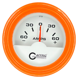 GAFFRIG 2 INCH ELECTRIC AMMETER GAUGE -60/+60 AMP STEP RIM (002) / ORANGE / WHITE