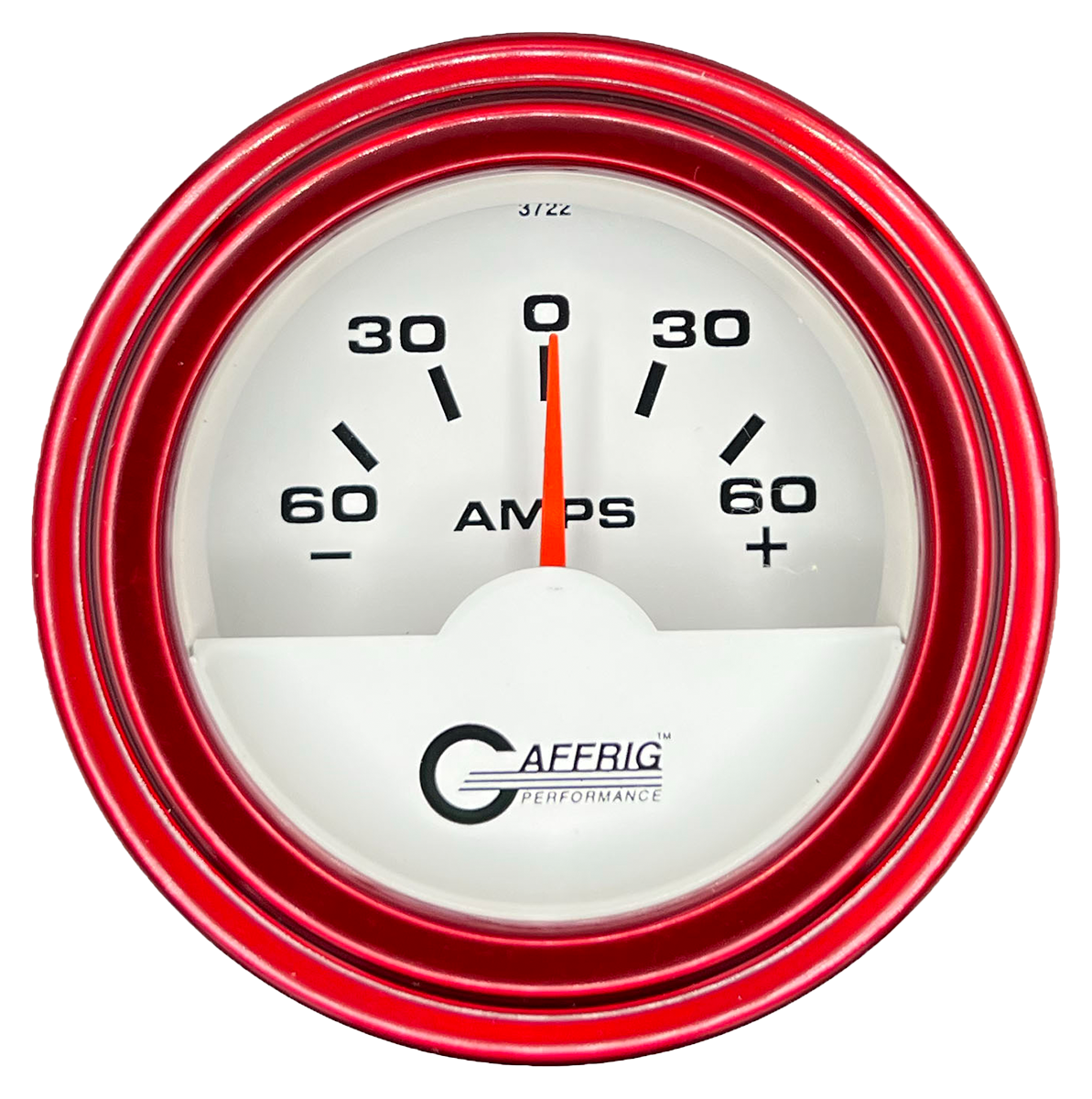 GAFFRIG 2 INCH ELECTRIC AMMETER GAUGE -60/+60 AMP STEP RIM (002) / RED / WHITE