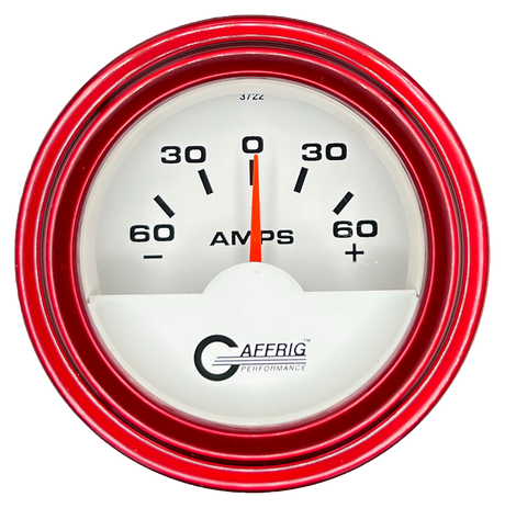 GAFFRIG 2 INCH ELECTRIC AMMETER GAUGE -60/+60 AMP STEP RIM (002) / RED / WHITE