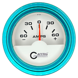 GAFFRIG 2 INCH ELECTRIC AMMETER GAUGE -60/+60 AMP STEP RIM (002) / TEAL / WHITE