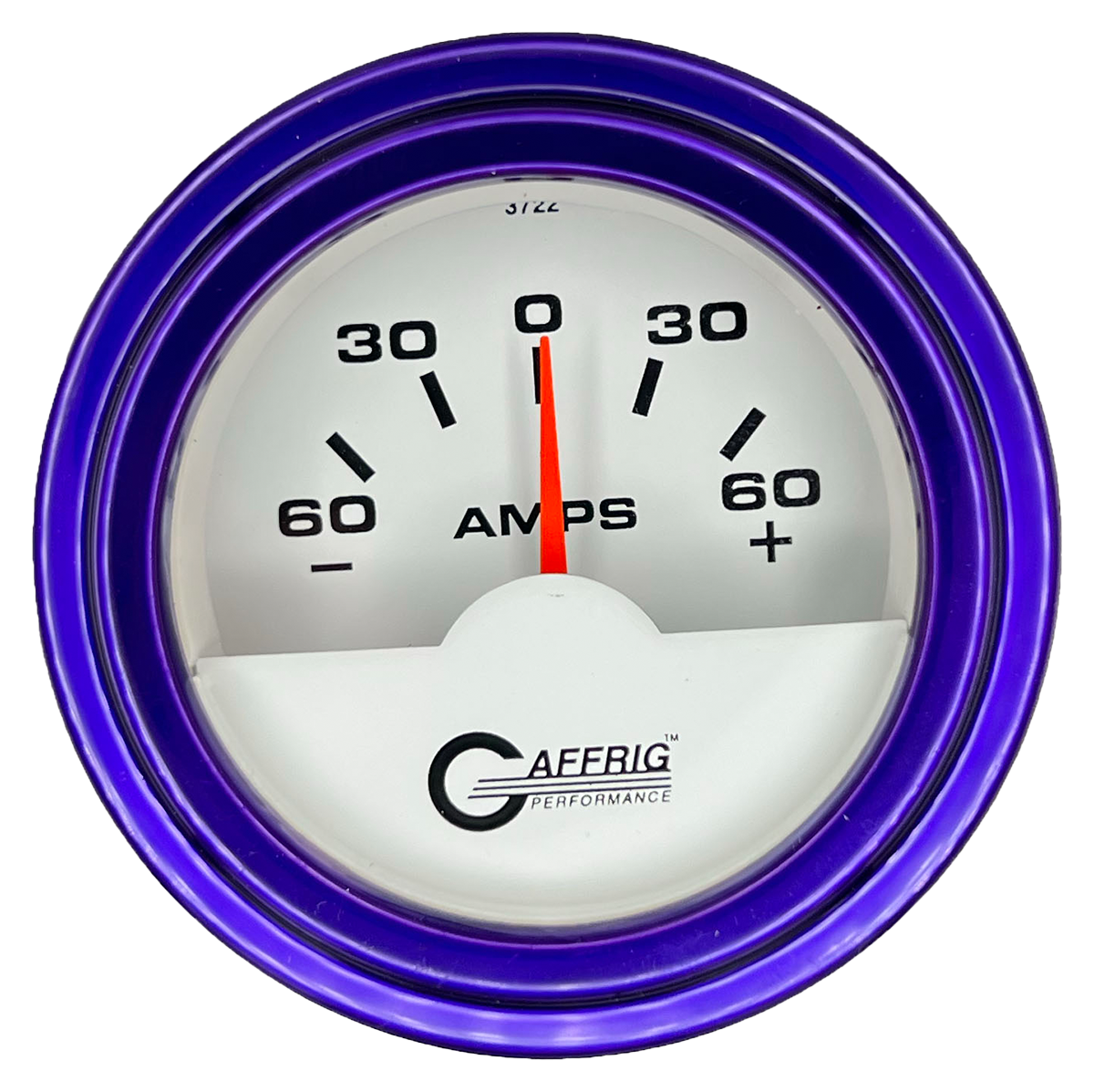 GAFFRIG 2 INCH ELECTRIC AMMETER GAUGE -60/+60 AMP STEP RIM (002) / PURPLE / WHITE