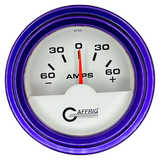 GAFFRIG 2 INCH ELECTRIC AMMETER GAUGE -60/+60 AMP STEP RIM (002) / PURPLE / WHITE