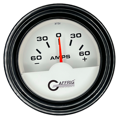 GAFFRIG 2 INCH ELECTRIC AMMETER GAUGE -60/+60 AMP STEP RIM (002) / BLACK / WHITE