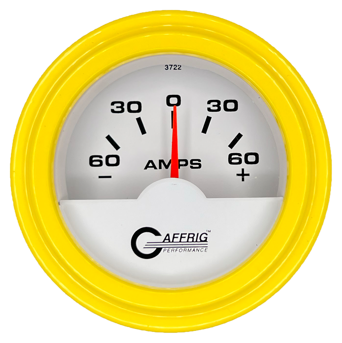 GAFFRIG 2 INCH ELECTRIC AMMETER GAUGE -60/+60 AMP STEP RIM (002) / YELLOW / WHITE