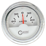 GAFFRIG 2 INCH ELECTRIC AMMETER GAUGE -60/+60 AMP STEP RIM (002) / CHROME/POLISHED / WHITE