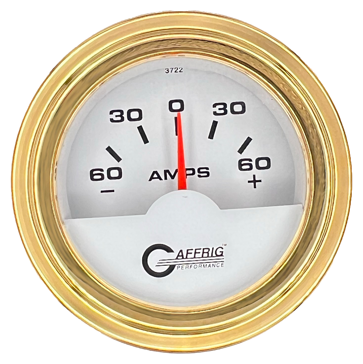 GAFFRIG 2 INCH ELECTRIC AMMETER GAUGE -60/+60 AMP STEP RIM (002) / GOLD / WHITE