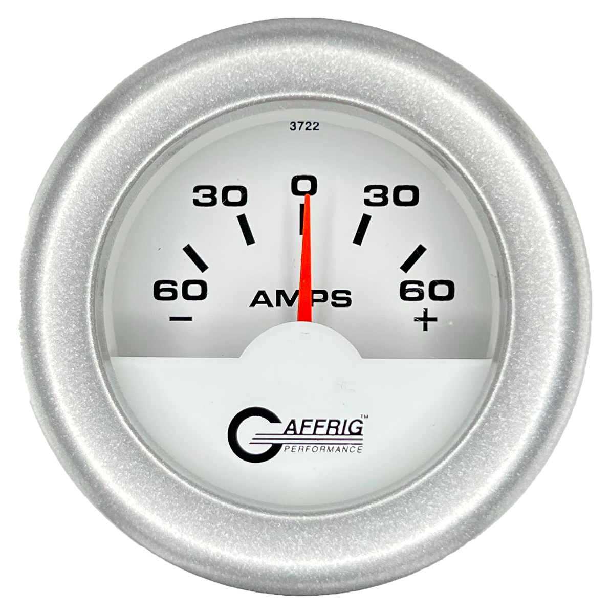 GAFFRIG 2 INCH ELECTRIC AMMETER GAUGE -60/+60 AMP FAT RIM (218) / PLATINUM / WHITE