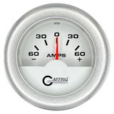 GAFFRIG 2 INCH ELECTRIC AMMETER GAUGE -60/+60 AMP FAT RIM (218) / PLATINUM / WHITE