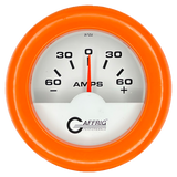 GAFFRIG 2 INCH ELECTRIC AMMETER GAUGE -60/+60 AMP FAT RIM (218) / ORANGE / WHITE