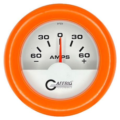 GAFFRIG 2 INCH ELECTRIC AMMETER GAUGE -60/+60 AMP FAT RIM (218) / ORANGE / WHITE