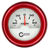 GAFFRIG 2 INCH ELECTRIC AMMETER GAUGE -60/+60 AMP FAT RIM (218) / RED / WHITE