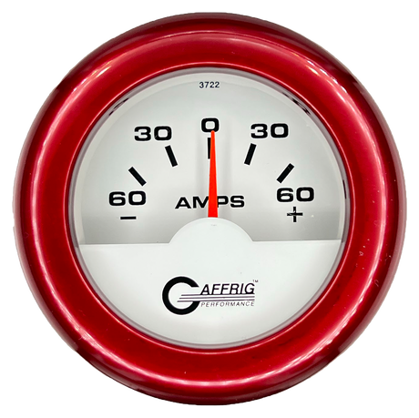 GAFFRIG 2 INCH ELECTRIC AMMETER GAUGE -60/+60 AMP FAT RIM (218) / RED / WHITE