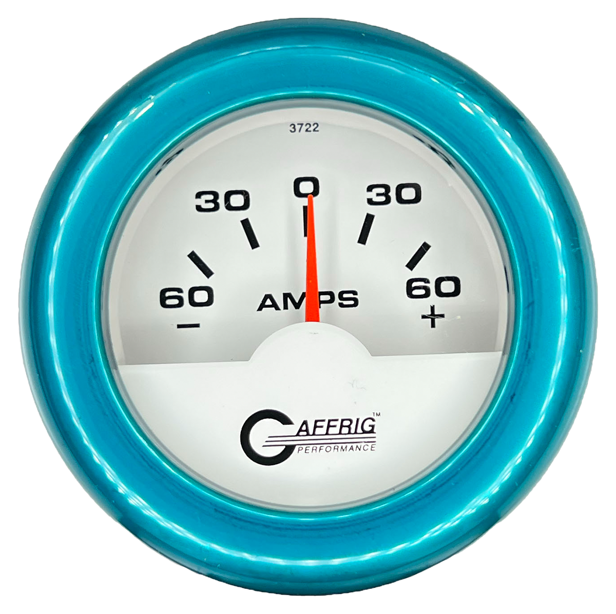 GAFFRIG 2 INCH ELECTRIC AMMETER GAUGE -60/+60 AMP FAT RIM (218) / TEAL / WHITE