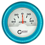 GAFFRIG 2 INCH ELECTRIC AMMETER GAUGE -60/+60 AMP FAT RIM (218) / TEAL / WHITE