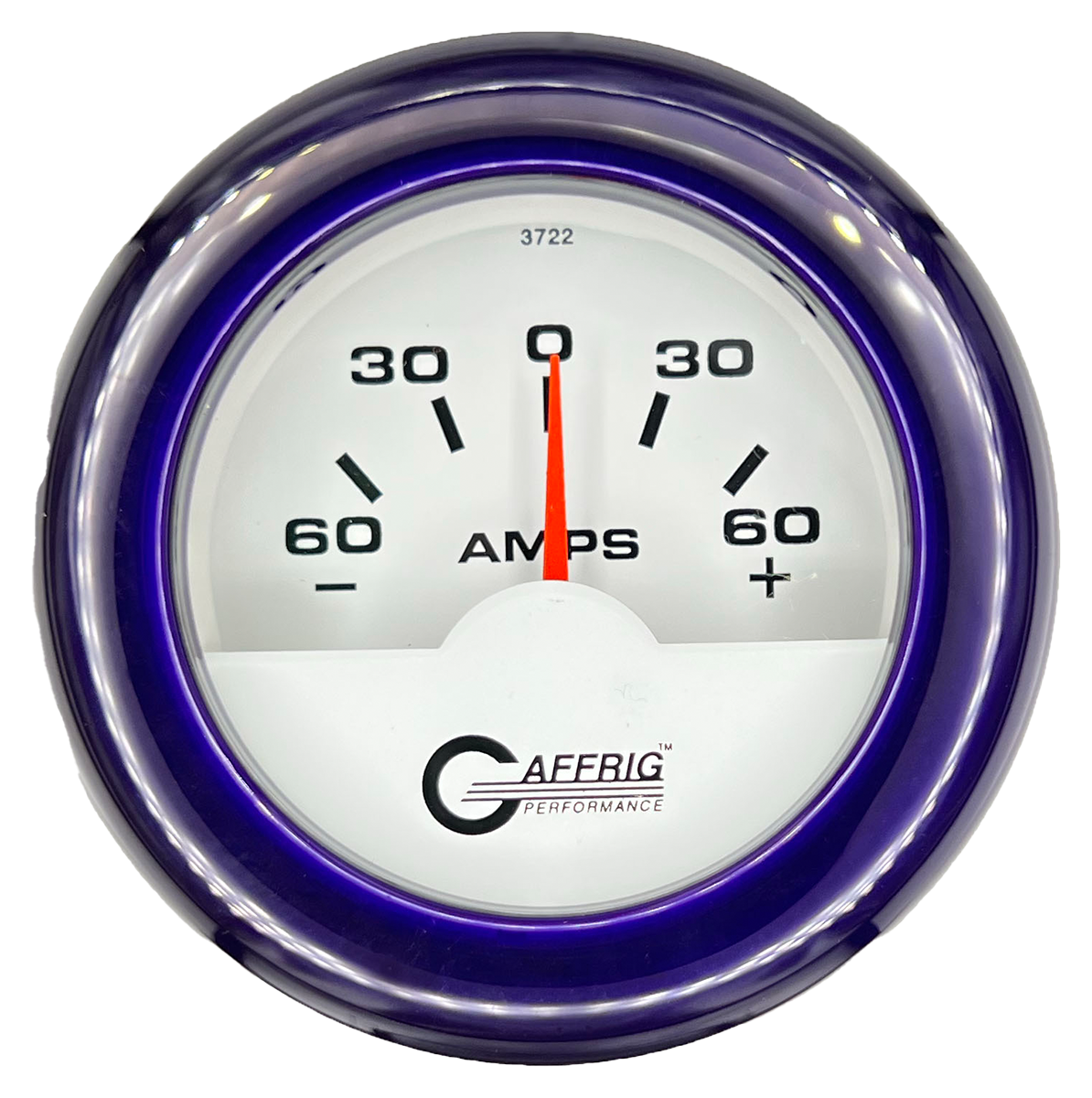 GAFFRIG 2 INCH ELECTRIC AMMETER GAUGE -60/+60 AMP FAT RIM (218) / PURPLE / WHITE