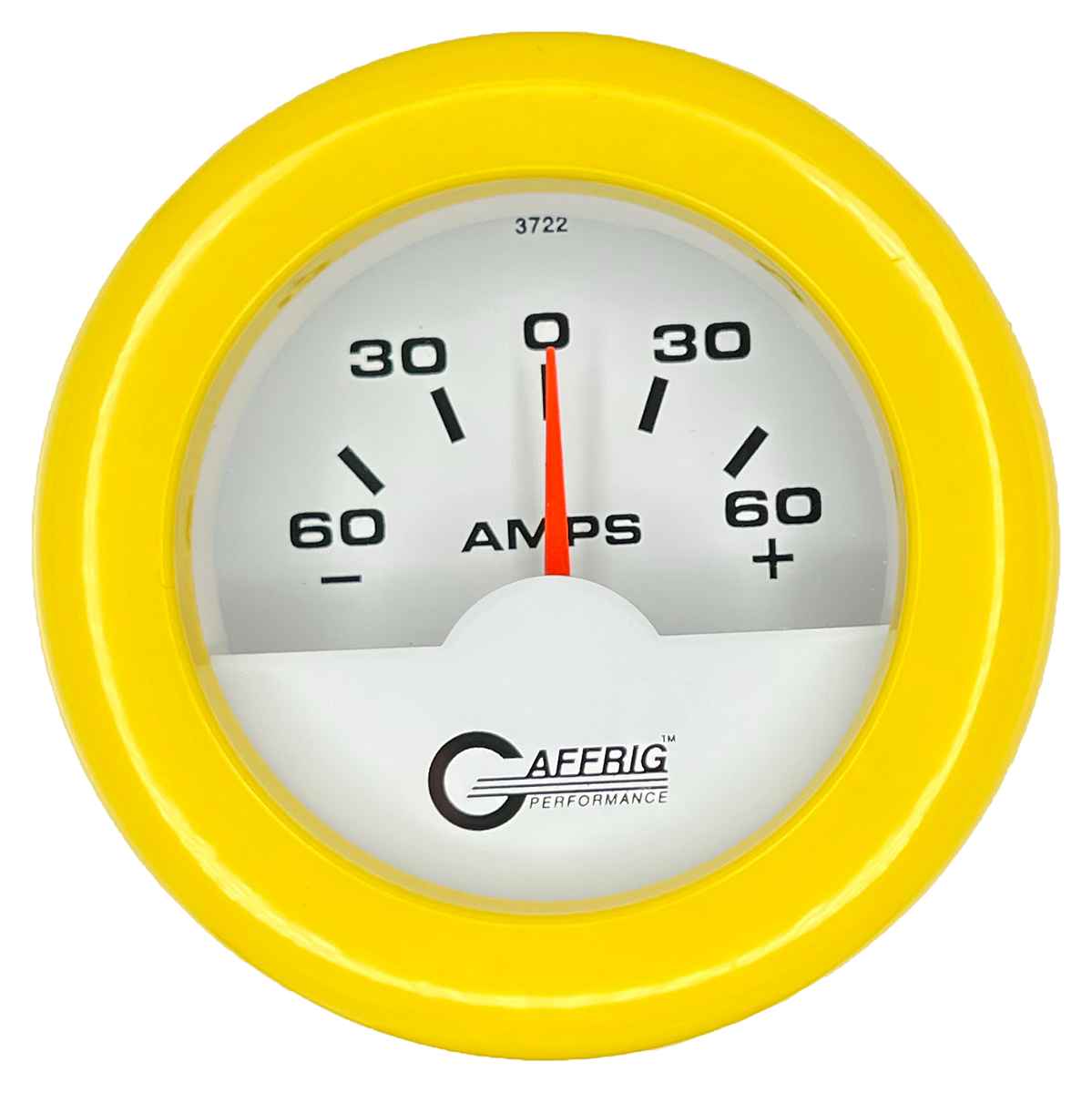 GAFFRIG 2 INCH ELECTRIC AMMETER GAUGE -60/+60 AMP FAT RIM (218) / YELLOW / WHITE