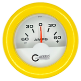 GAFFRIG 2 INCH ELECTRIC AMMETER GAUGE -60/+60 AMP FAT RIM (218) / YELLOW / WHITE