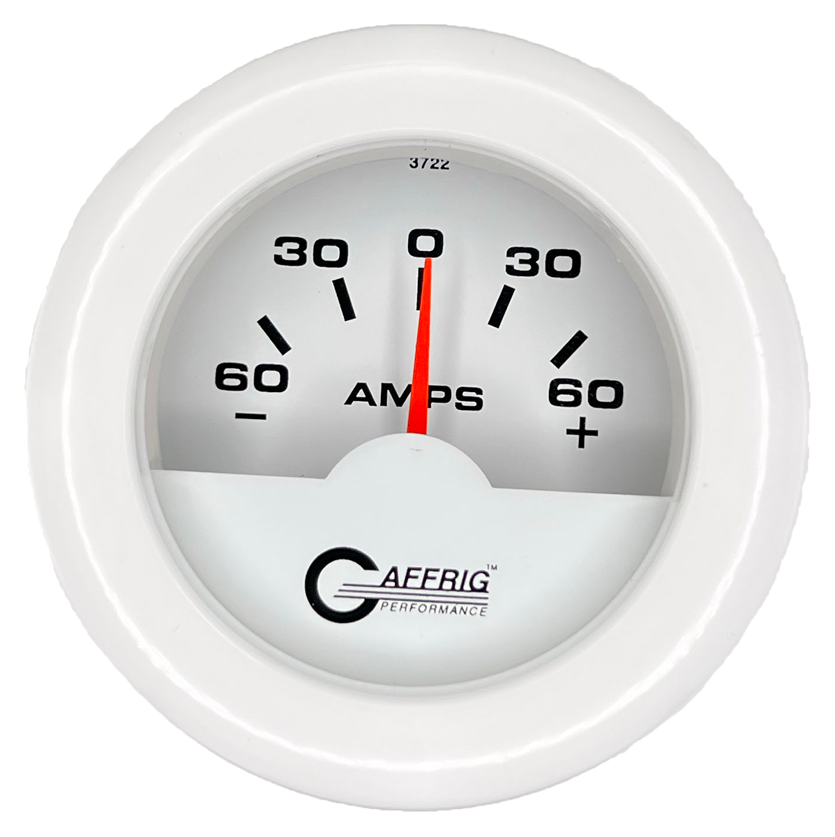 GAFFRIG 2 INCH ELECTRIC AMMETER GAUGE -60/+60 AMP FAT RIM (218) / WHITE / WHITE