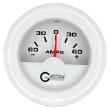 GAFFRIG 2 INCH ELECTRIC AMMETER GAUGE -60/+60 AMP FAT RIM (218) / WHITE / WHITE