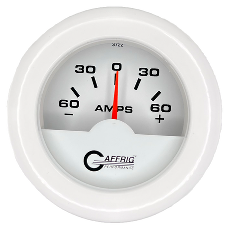 GAFFRIG 2 INCH ELECTRIC AMMETER GAUGE -60/+60 AMP FAT RIM (218) / WHITE / WHITE