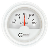 GAFFRIG 2 INCH ELECTRIC AMMETER GAUGE -60/+60 AMP STEP RIM (002) / WHITE / WHITE