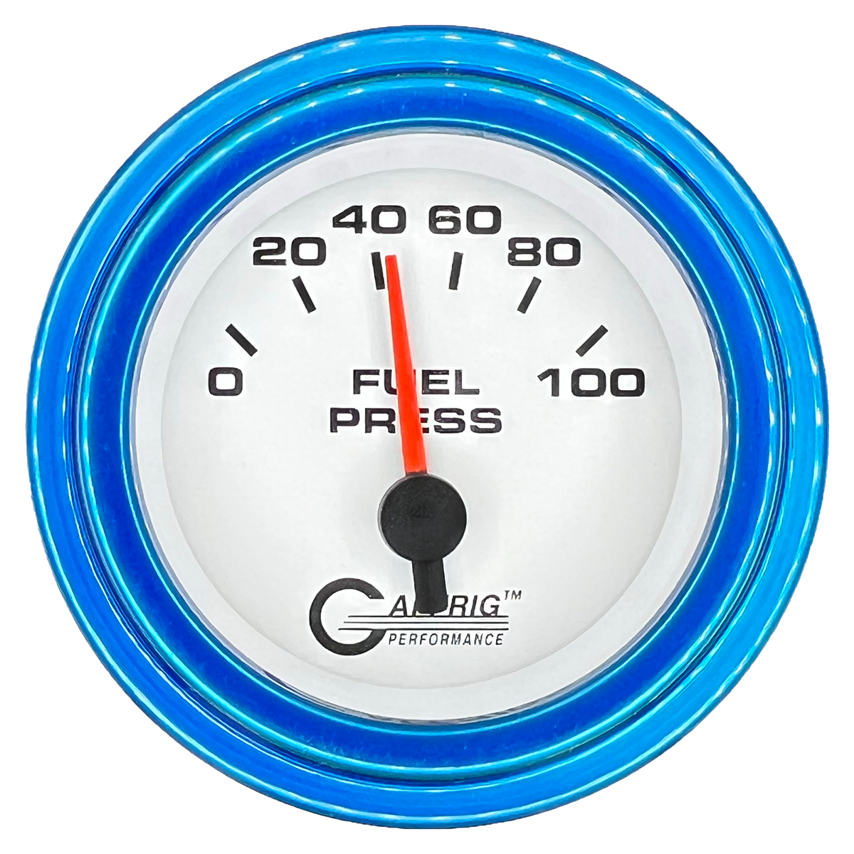 GAFFRIG 2 INCH ELECTRIC FUEL PRESSURE GAUGE 0-100 PSI STEP RIM (002) / BLUE / WHITE